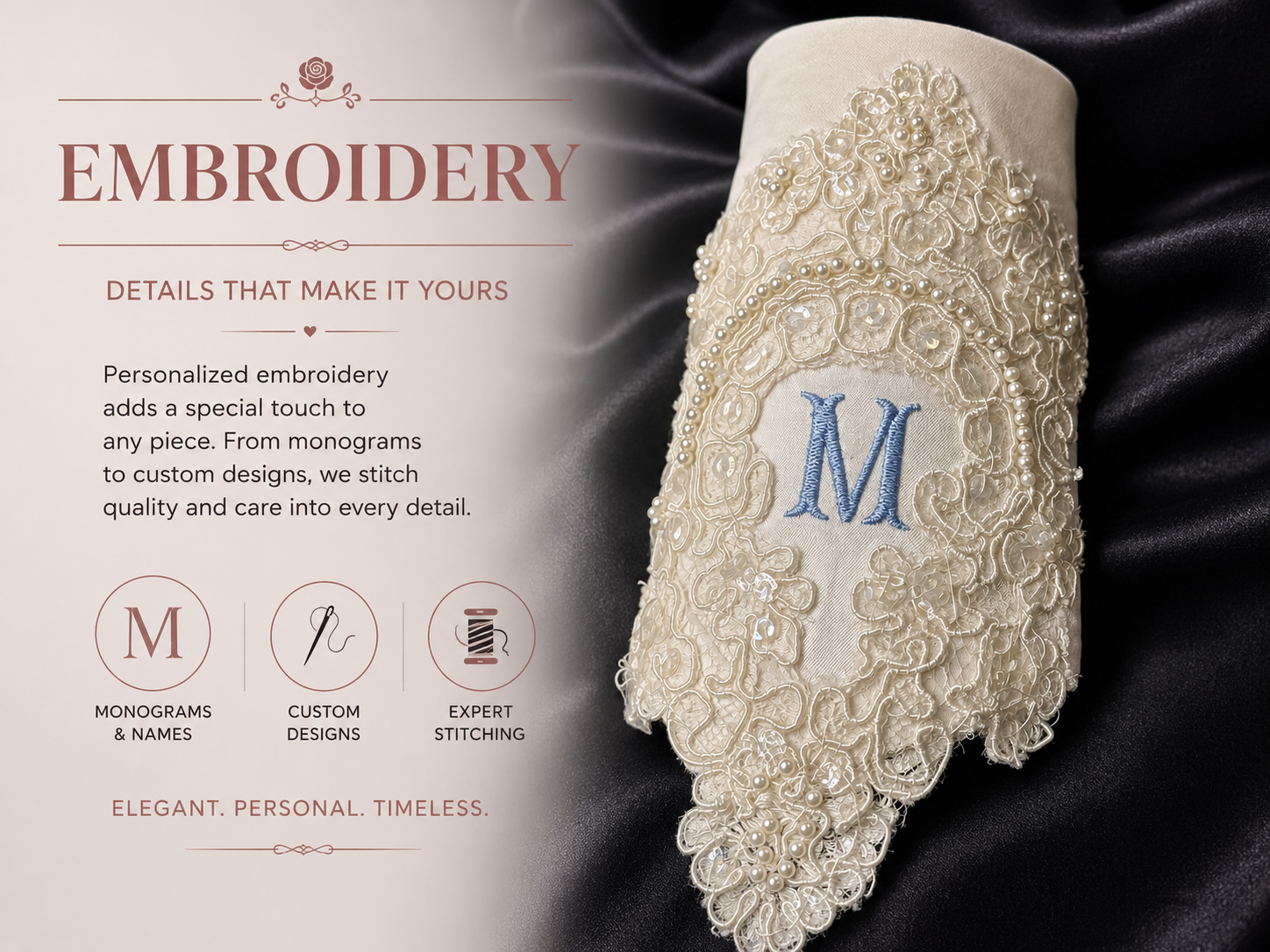 Embroidery work by The Taylor Alterations & More LLC